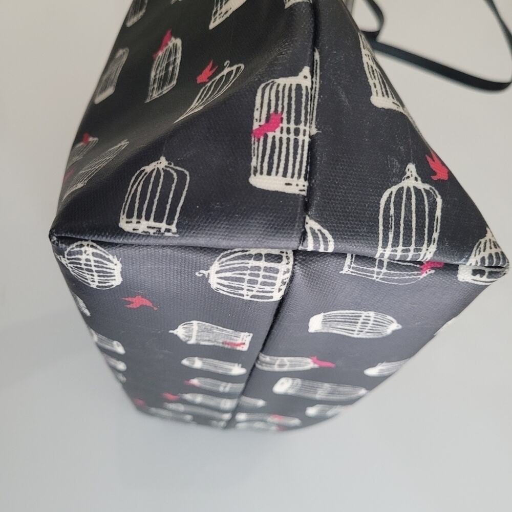 Kate Spade Jade Drive Bon Birdcage Tote Bag Novelty Print Black White Kitschy - Picture 9 of 13